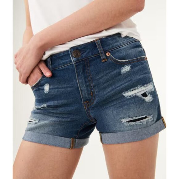 Aeropostale Shorts Womens 4 Medium Wash Destroyed Denim Low-Rise Slim Fit Blue - Picture 12 of 12